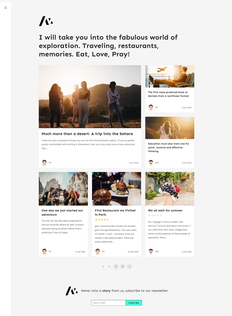 Memoirs, a free minimalist Jekyll blogging theme with modern design